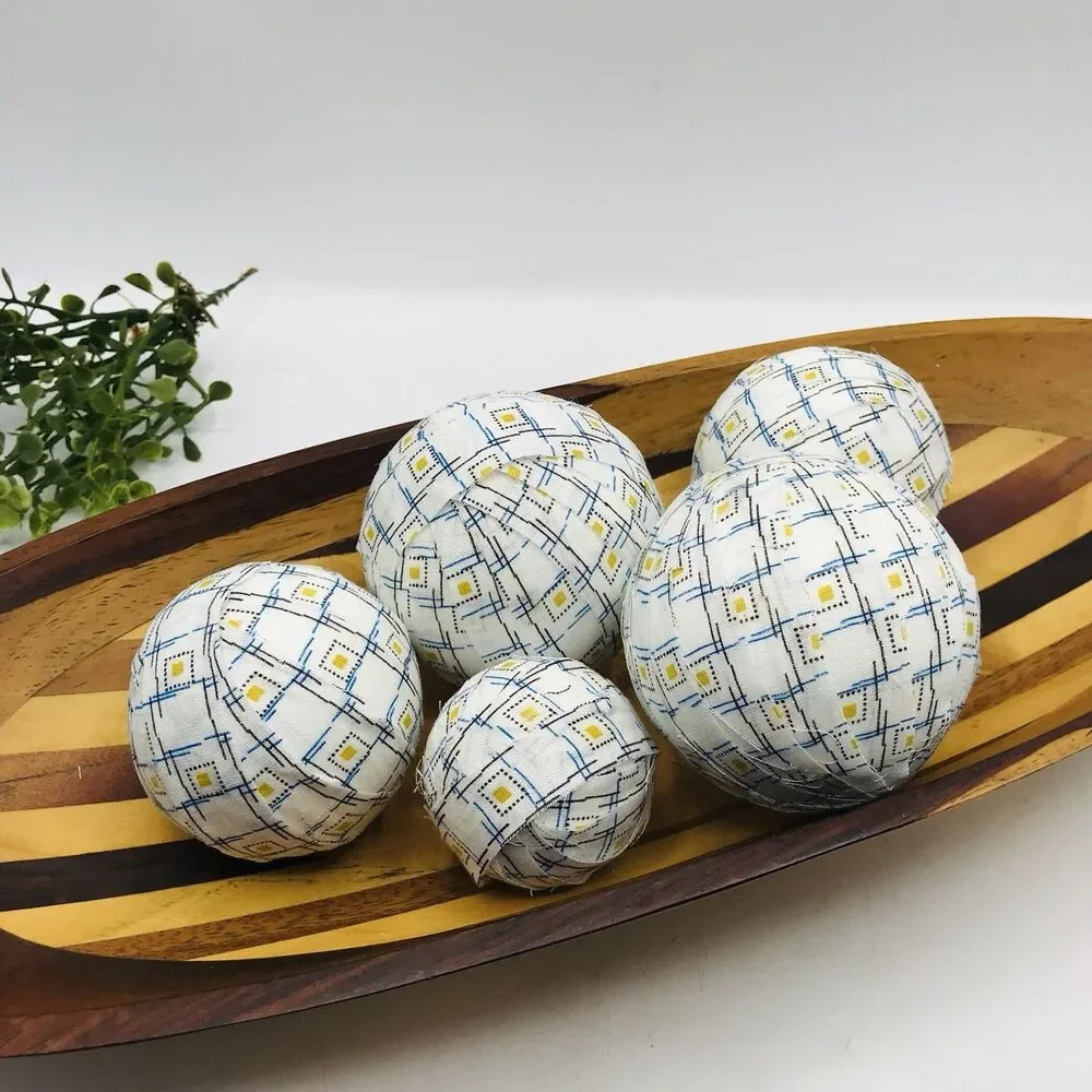Lot of 5 Styrofoam Fabric Covered Coffee Table Balls Handmade Balls Only NO DISH